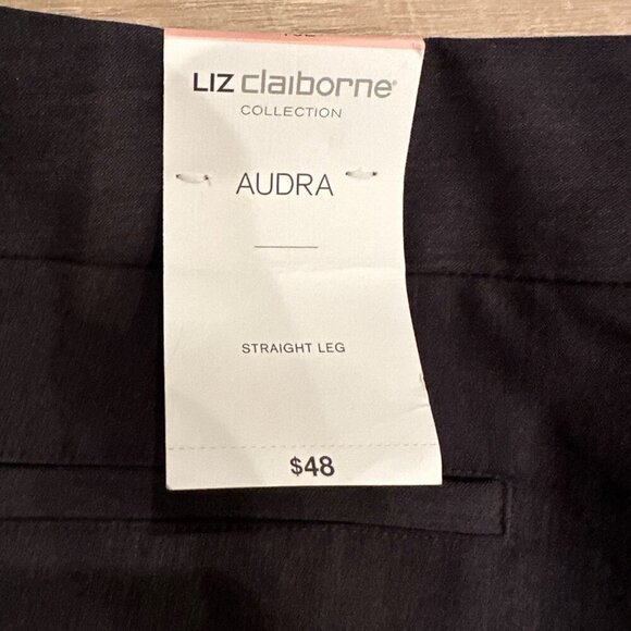 LIZ CLAIBORNE WOMENS AUDRA 10 LONG PANTS CHARCOAL HEATHER STRAIGHT LEG - Picture 11 of 12